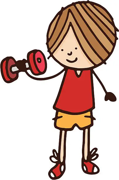 Vector illustration of Boy weightlifting