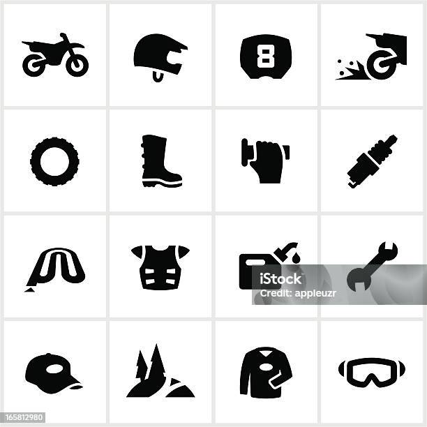 Black Motocross And Dirtbike Icons Stock Illustration - Download Image Now - Motocross, Icon Symbol, Tire - Vehicle Part