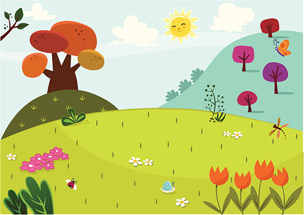 春の背景 - spring grass cloud butterfly点のイラスト素材／クリップアート素材／マンガ素材／アイコン素材
