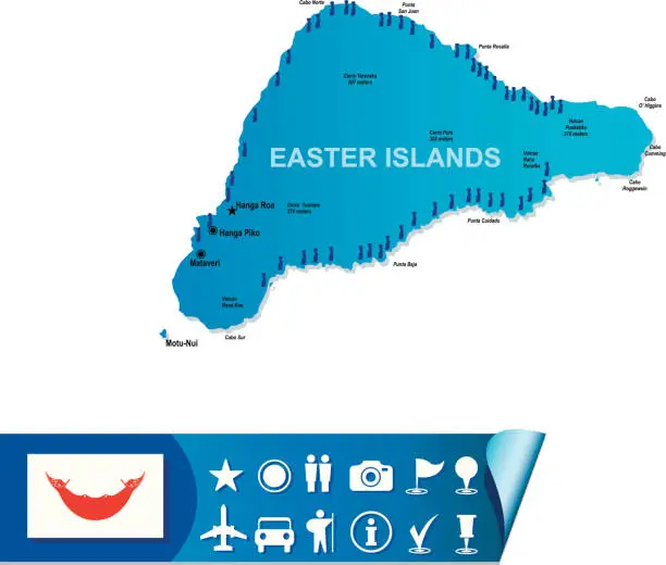 Vector illustration of Easter Island map