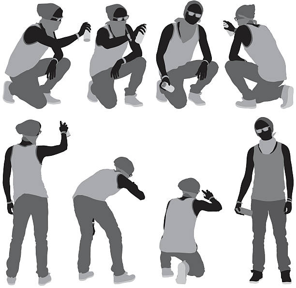 Multiple images of a man doing graffiti Multiple images of a man doing graffitihttp://www.twodozendesign.info/i/1.png clip art of a squat stock illustrations