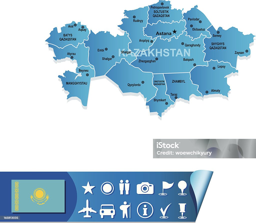 Казахстан карта - Векторная графика Казахстан роялти-фри