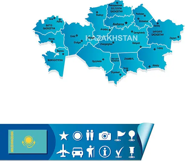 Vector illustration of Kazakhstan map