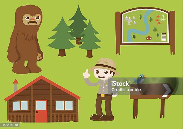 На Свежем Воздухе Вид Набор 2 — стоковая векторная графика и другие изображения на тему Bigfoot - Bigfoot, Охранник леса, Карта