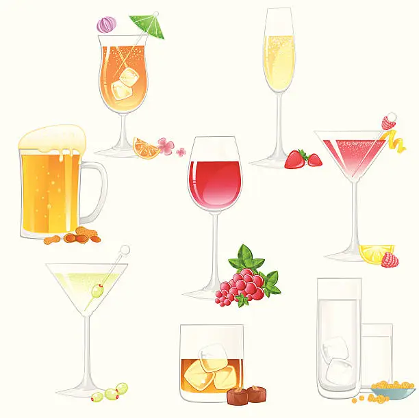 Vector illustration of Alcohol Drinks Set