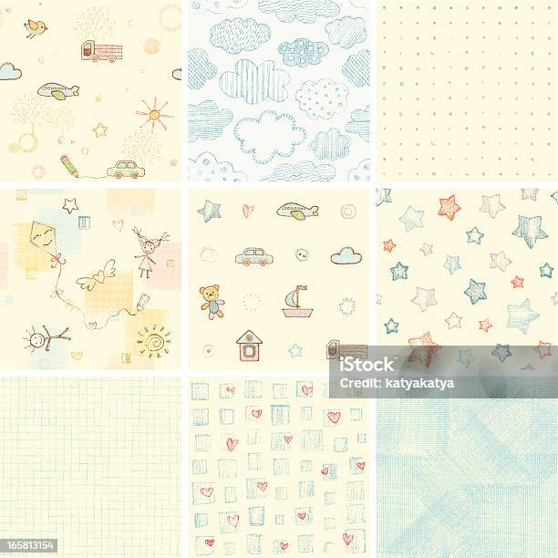 Cute Baby Boy Seamless Set Stock Illustration - Download Image Now - Baby - Human Age, Child, Backgrounds