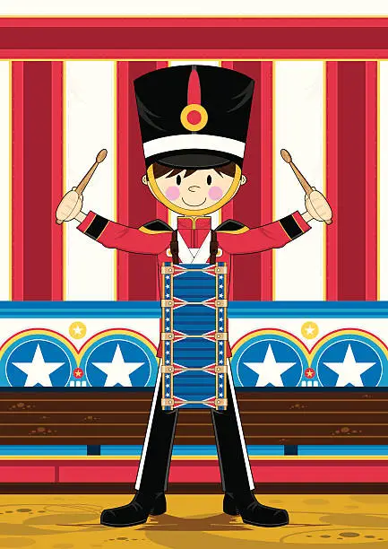 Vector illustration of Nutcracker Soldier Playing Drum Scene