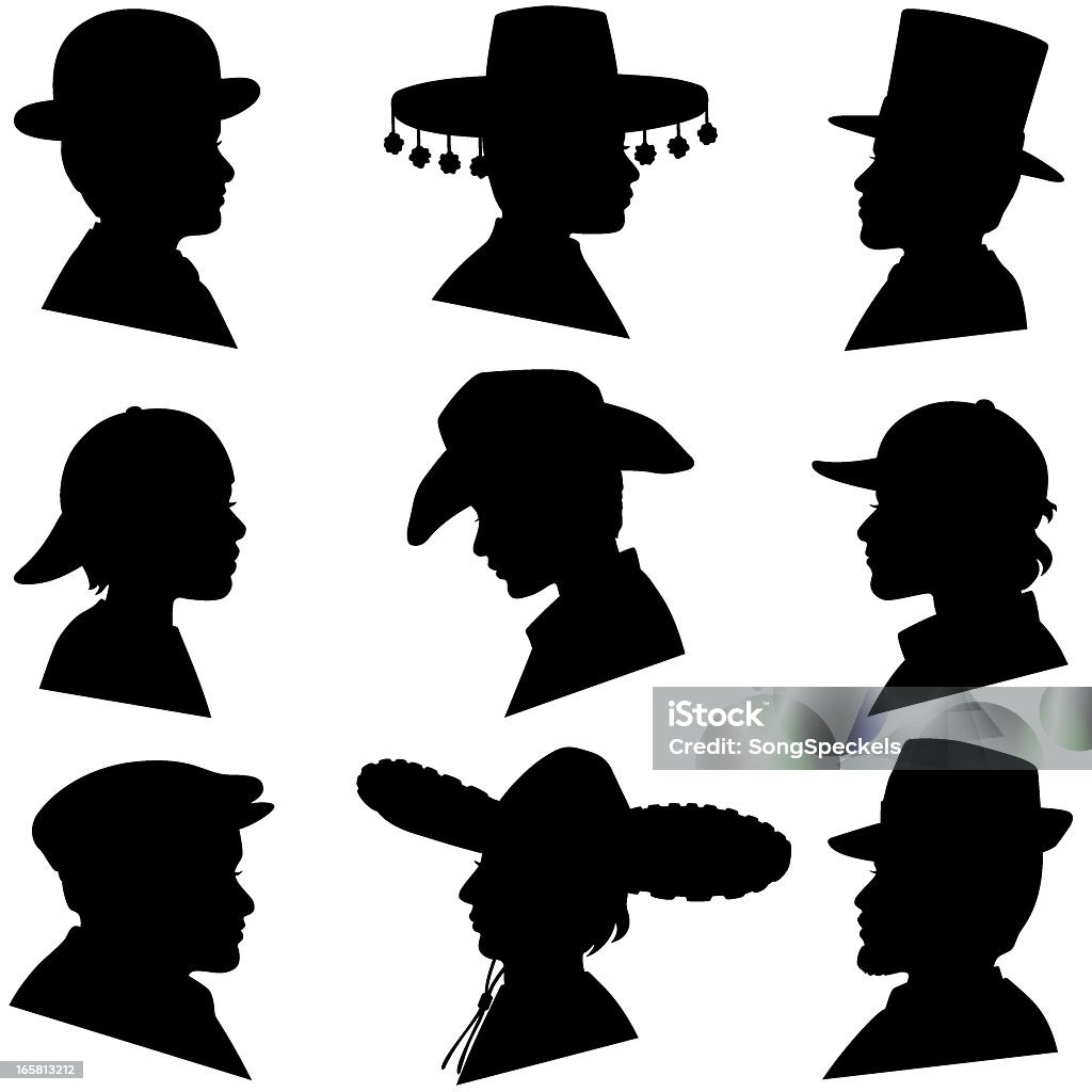 Homme et garçon portant chapeaux - clipart vectoriel de Silhouette - Contre-jour libre de droits