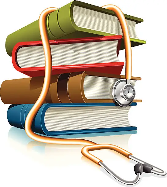 Vector illustration of medical books