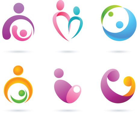 Collection of mother and baby design element. 