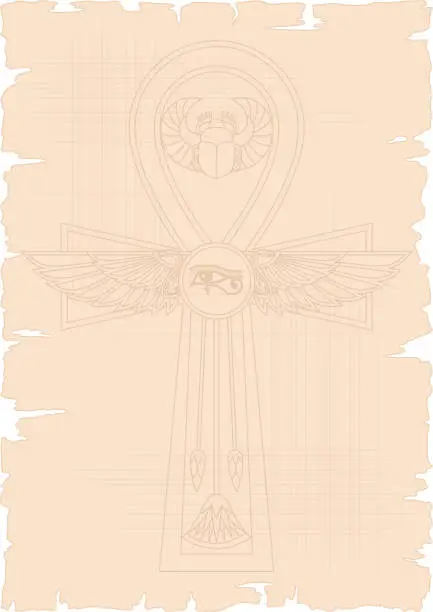 Vector illustration of Egyptian Papyrus with Ankh