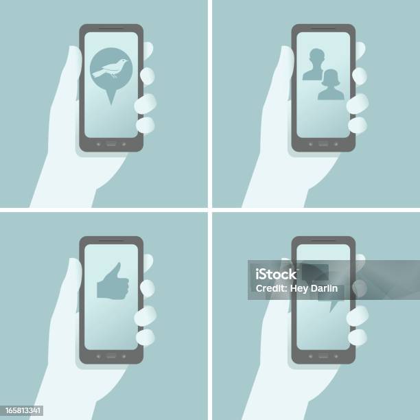 Inteligentny Telefon Z Mediów Społecznościowych - Stockowe grafiki wektorowe i więcej obrazów Dotykać - Dotykać, Dymek, Dyskusja