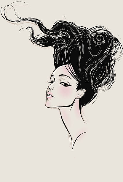 moda - hairstyle human hair women human face stock illustrations