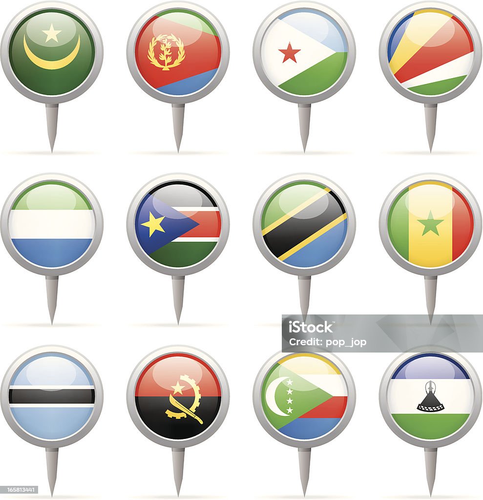 Rodada bandeira pins-África - Vetor de Angola royalty-free