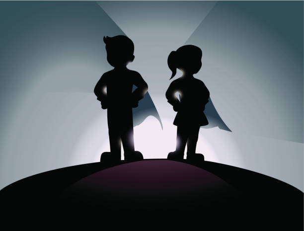 New Generation Superheroes Stock Illustration - Download Image Now - Superhero, Child, In Silhouette - iStock