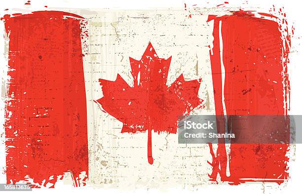 Flag Of Canada On Wall Stock Illustration - Download Image Now - Canadian Flag, Maple Leaf, Grunge Image Technique