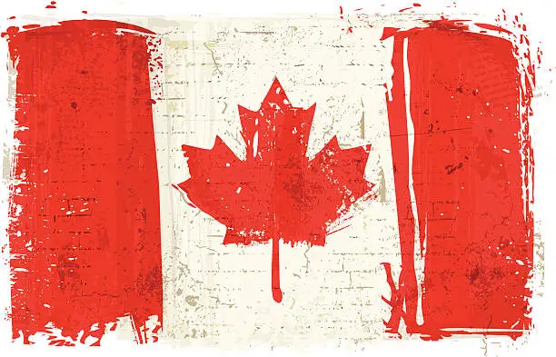 Vector illustration of Flag of Canada on Wall