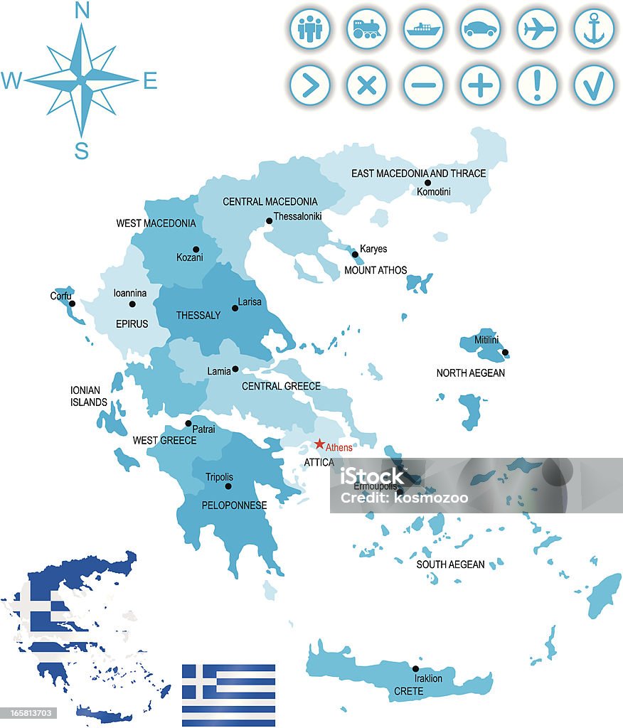 그리스 - 로열티 프리 국가 지도 벡터 아트