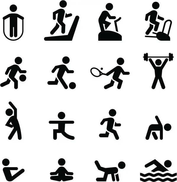 Vector illustration of Fitness Icons - Black Series