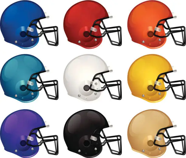 Vector illustration of Football Helmets