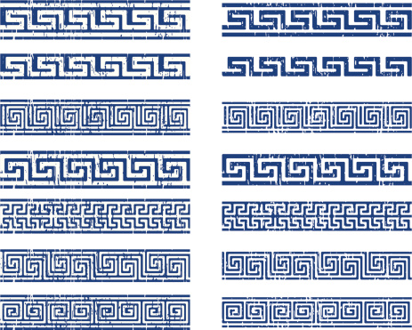 classic greek ornamnet, made with grunge technique, positive and negative. Reppeat by the sides