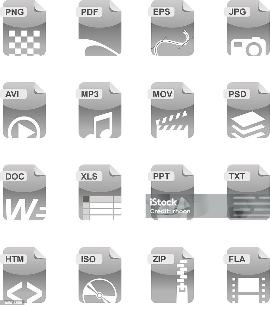 File icons Vector illustrations of various file types. Computer Equipment stock vector