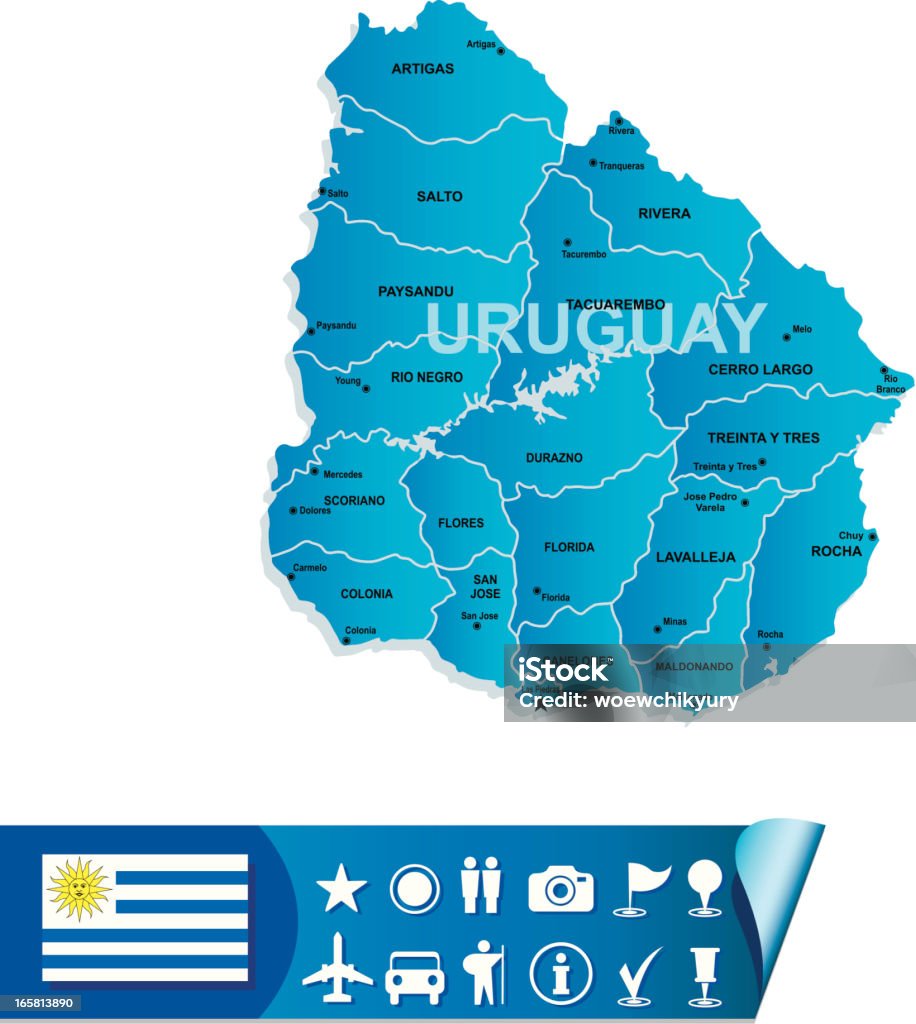 Mapa do Uruguai - Vetor de América do Sul royalty-free