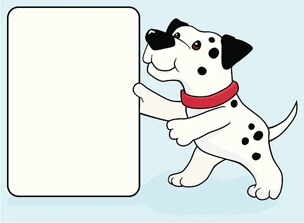 Vector illustration of Cartoon Dalmatian Dog with Sign
