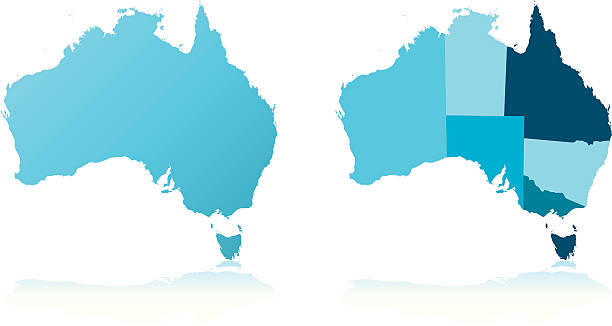 An illustration of the Australian map Vector of highly detailed map of Australia with province divisions - global colors for easy edit australia stock illustrations