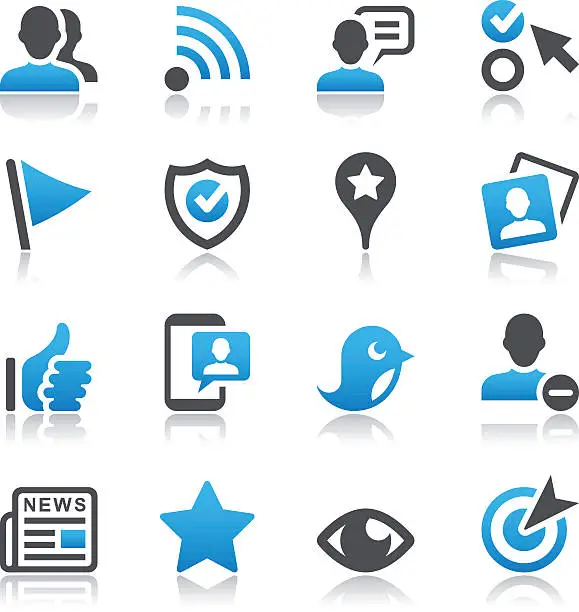 Vector illustration of Set of 16 social networking vector icons