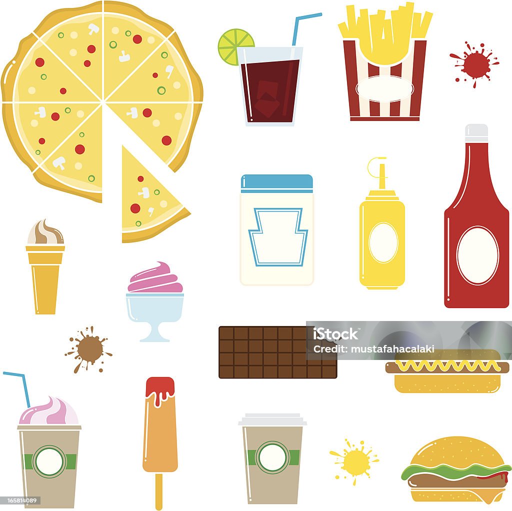 Iconos de comida rápida - arte vectorial de Barquilla de helado libre de derechos