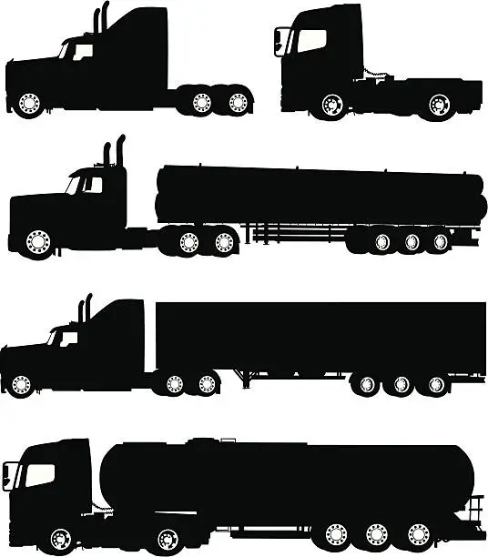 Vector illustration of Silhouettes of trucks