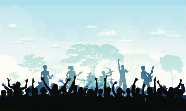 illustrazioni stock, clip art, cartoni animati e icone di tendenza di festival - popular music concert music festival crowd music