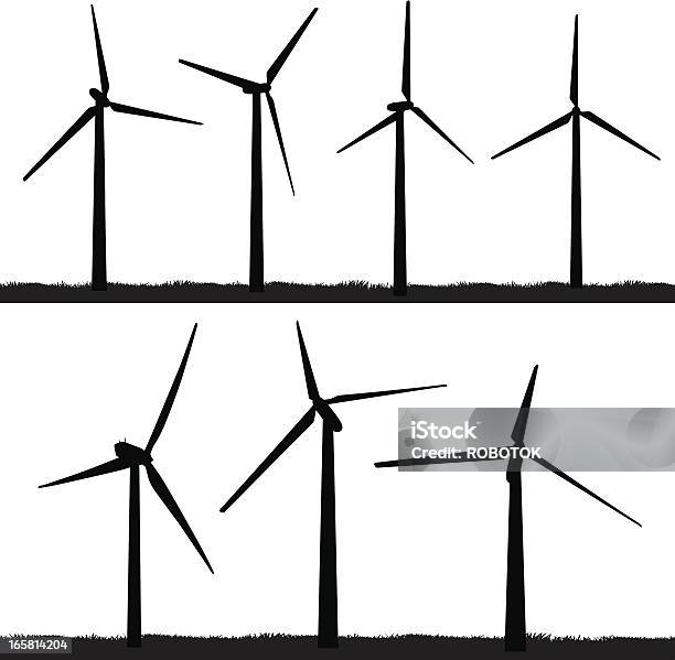 Wind Turbines Stock Illustration - Download Image Now - Wind Turbine, In Silhouette, Wind