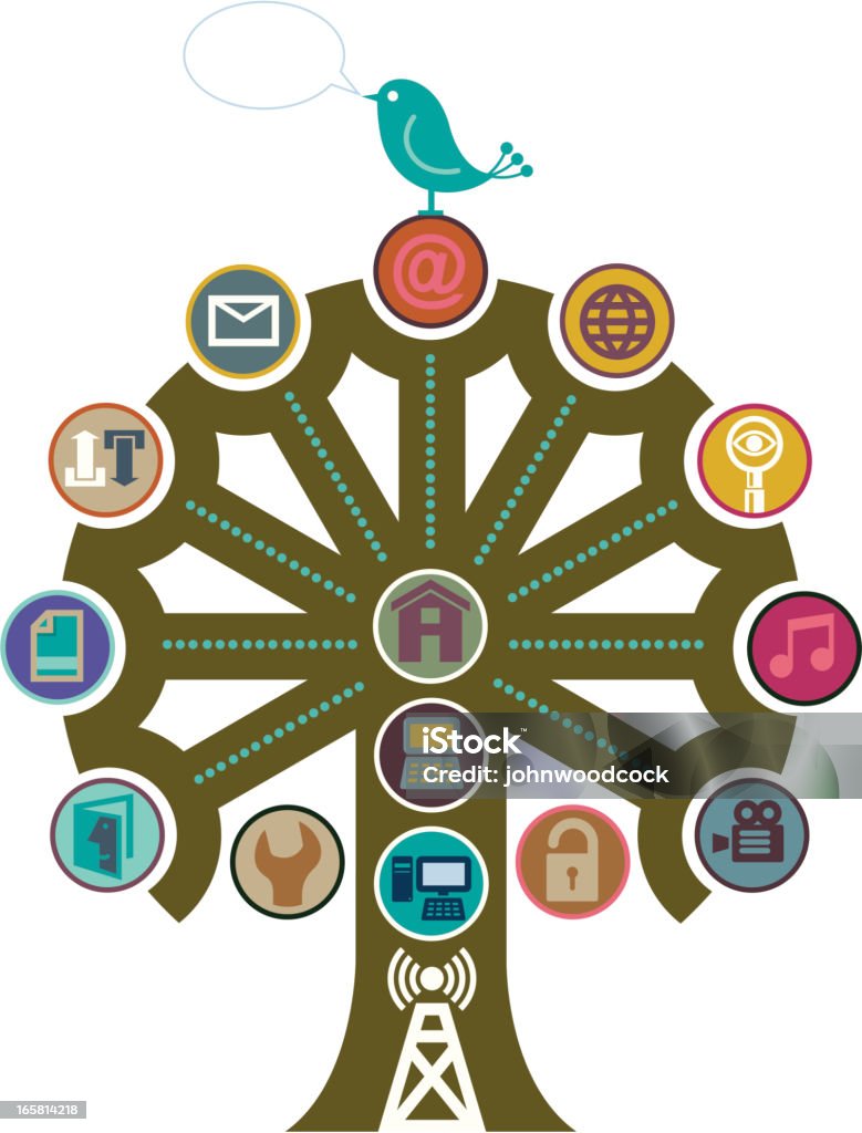 Web Tree Stock Illustration - Download Image Now - Bird, Communication ...