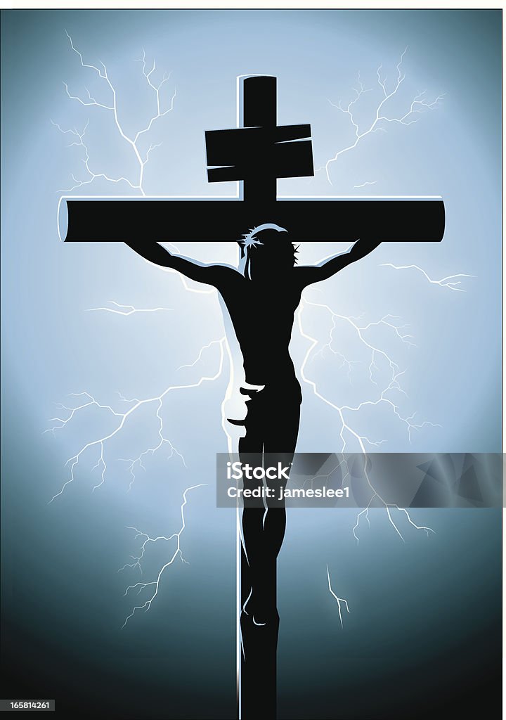 Jesus Christ The crucifixion of Christ with lightning pouring out. Jesus Christ stock vector