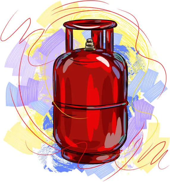Vector illustration of Red gas cylinder