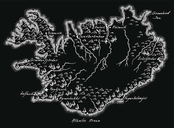 antyczny mapa islandia - iceland stock illustrations