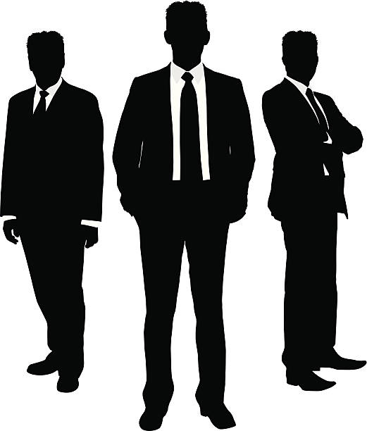 biznesmen sylwetka trio - silhouette men outline adults only stock illustrations