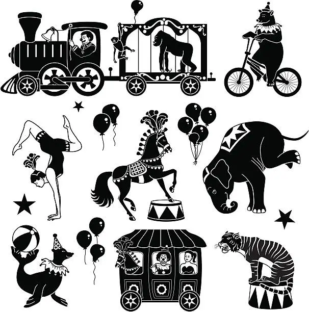 Vector illustration of circus characters
