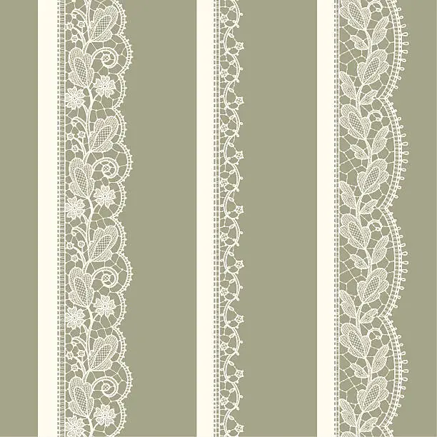 Vector illustration of White Lace. vertical Seamless Pattern.
