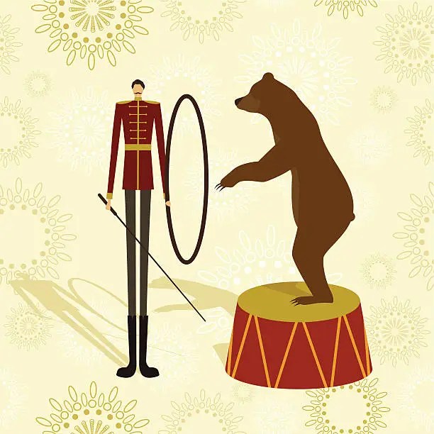 Vector illustration of Circus bear tamer