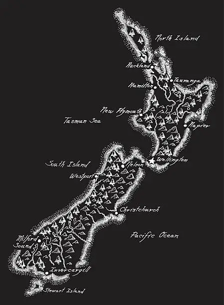 Vector illustration of Antique New Zealand