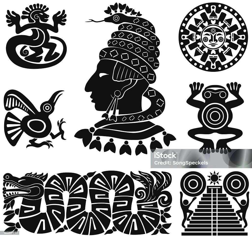 Maya siluetas ilustración - arte vectorial de Maya libre de derechos