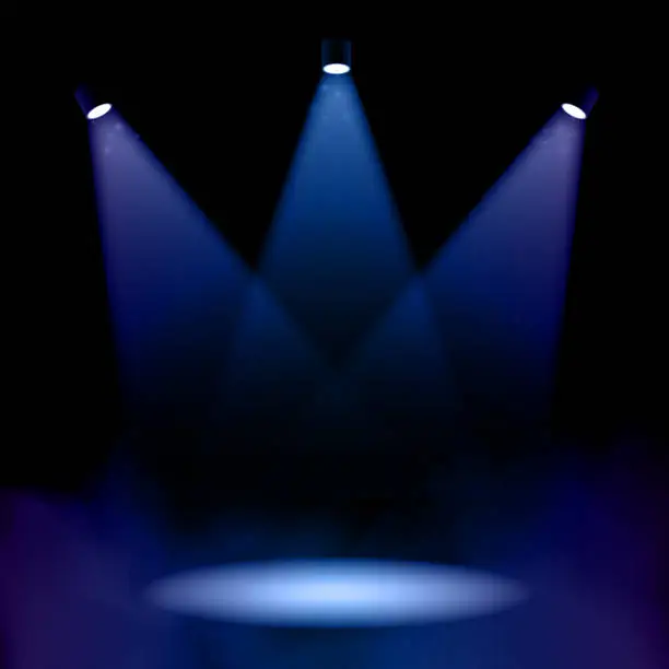 Vector illustration of Stage lighting with fog