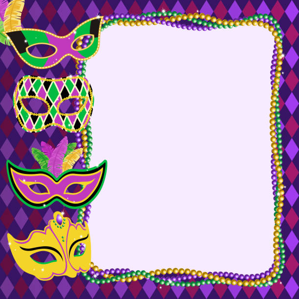 illustrations, cliparts, dessins animés et icônes de masques de mardi gras - mardi gras backgrounds bead purple