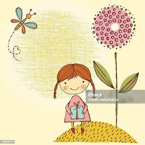 Cute Gift Stock Illustration - Download Image Now - Baby - Human Age, Flower, Retro Style