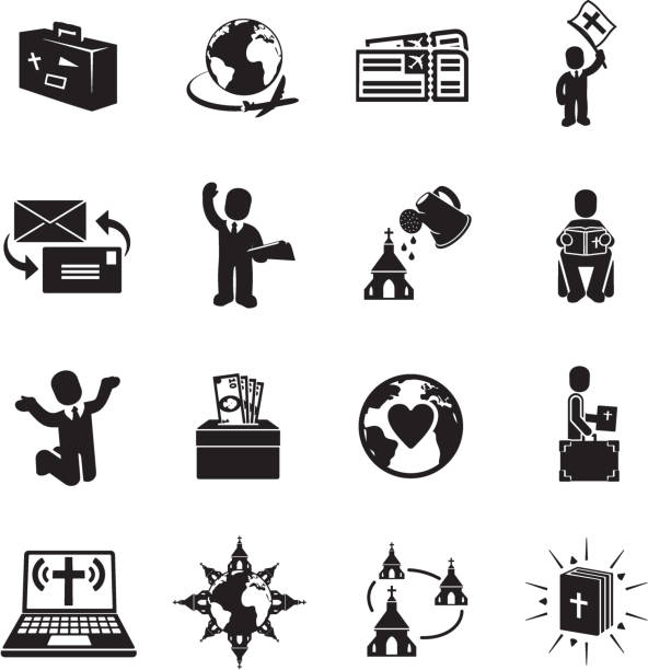 Missionary Icons Christian missionary icon set tithe stock illustrations