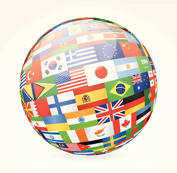 Vector illustration of World flags sphere