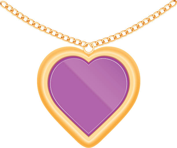 Jewelry heart Vector illustration of jewelry heart on a chain. locket stock illustrations